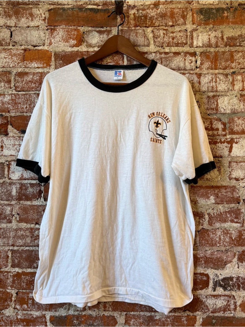 vintage new orleans saints Ringer Tee Russell Athletic Xl